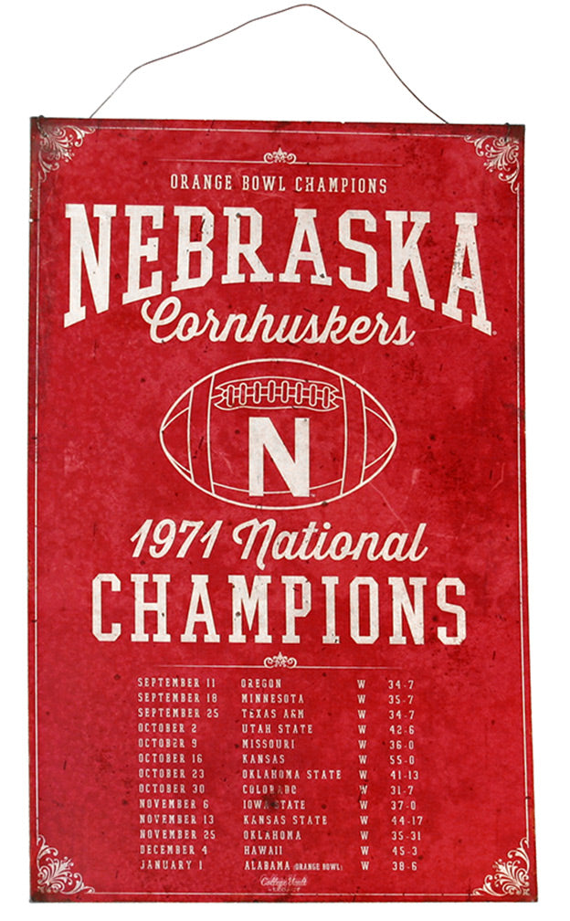 Nebraska Cornhuskers National Champs Vintage Tin Sign