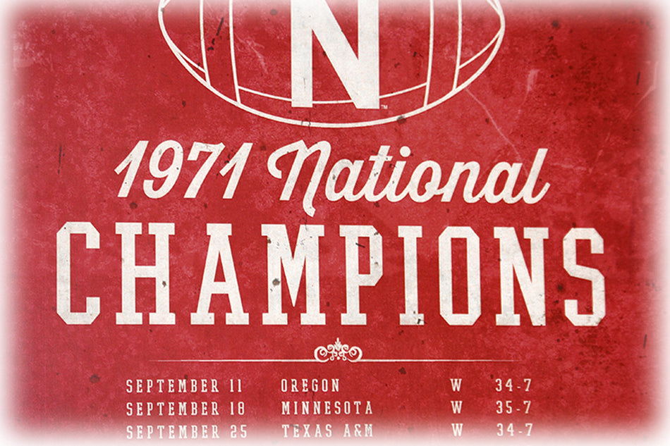 Nebraska Cornhuskers National Champs Vintage Tin Sign