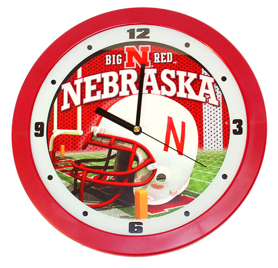 Nebraska Helmet N Field Wall Clock