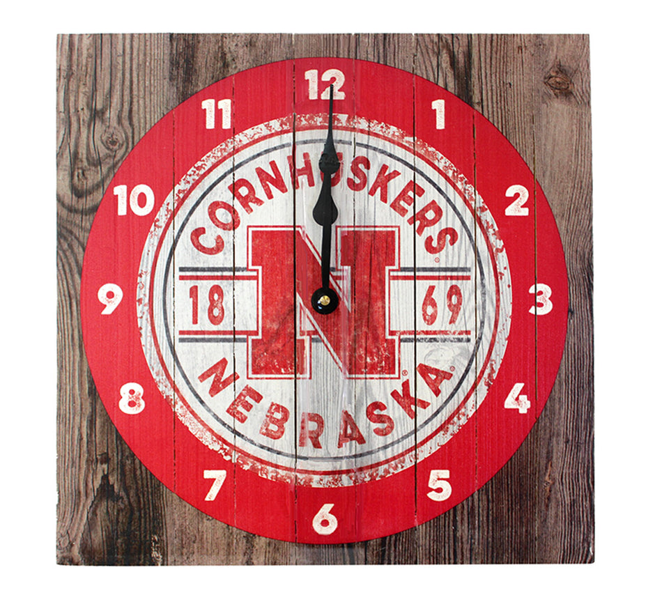 Nebraska Cornhuskers Old Fence Clock