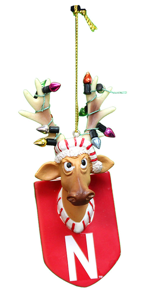 Nebraska N Reindeer Ornament