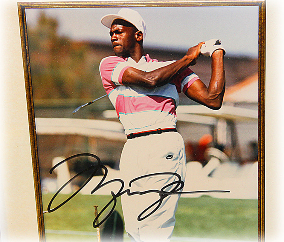 Michael Jordan Autographed Framed Golfing Print