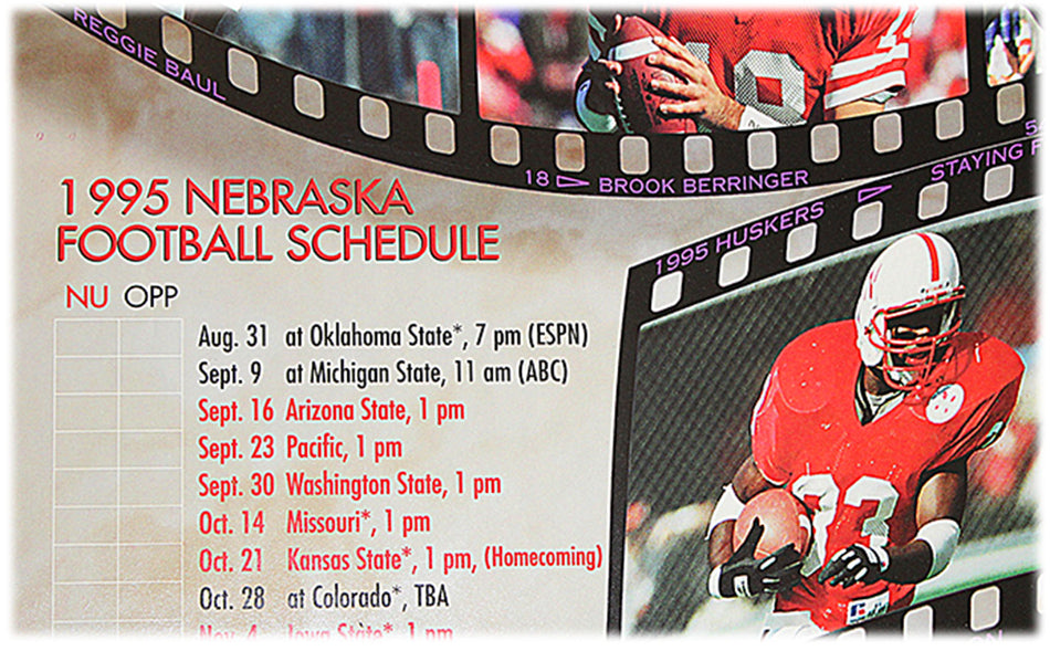 Official 1995 NU Football Schedule Poster