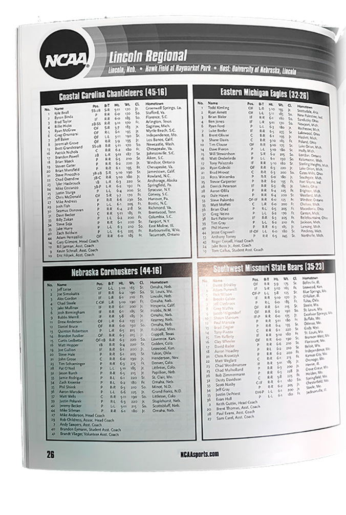 2003 Baseball Regionals Game Program