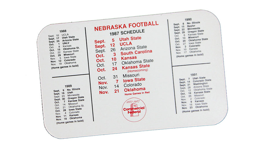 Coach Osborne 1987 Schedule Card