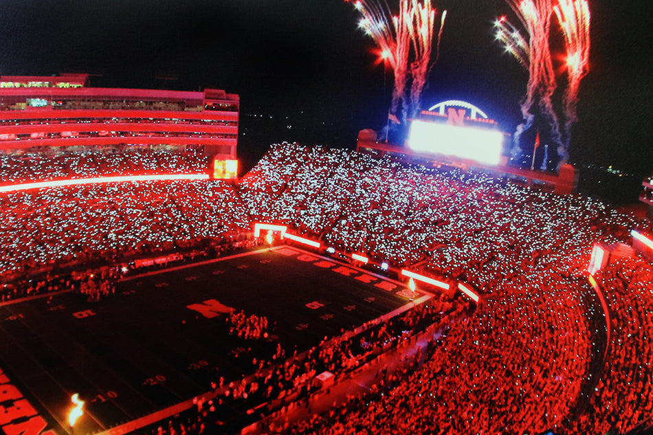Memorial Stadium Red Out Thunderstruck Print - 14 inch