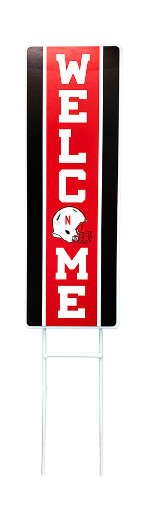 Welcome Huskers Helmet Garden Stake