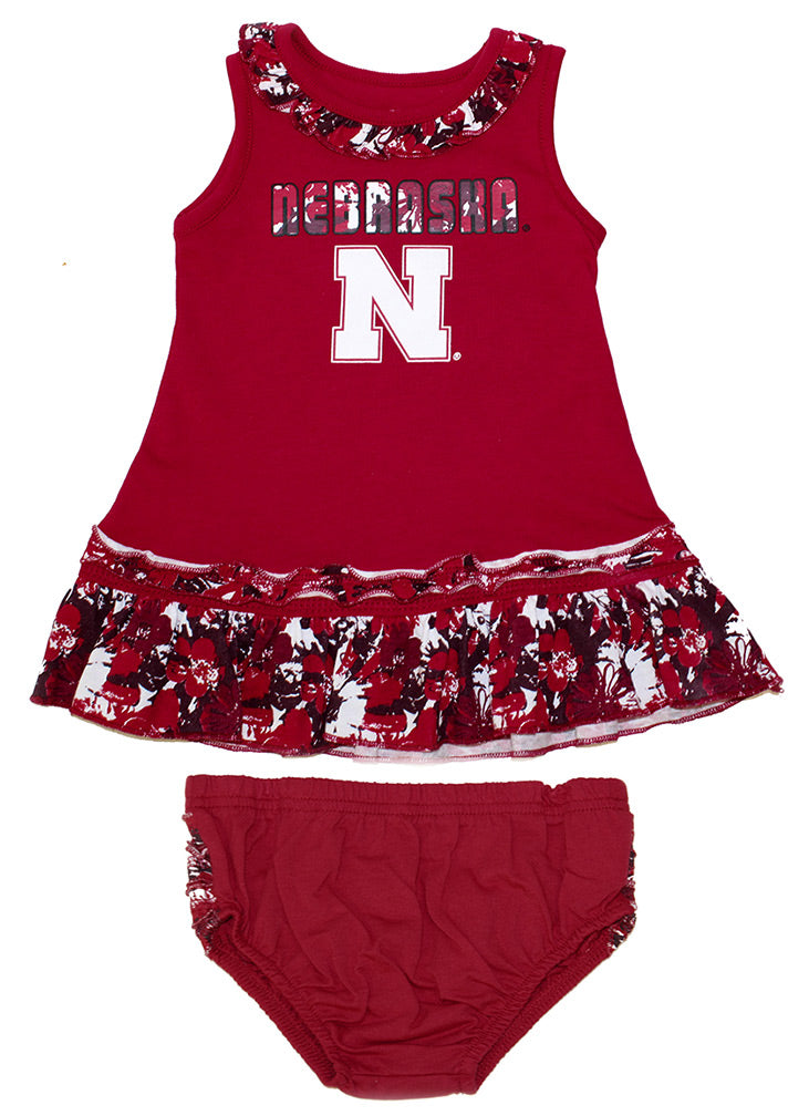 Husker Floral Fountain Infant Dress Set