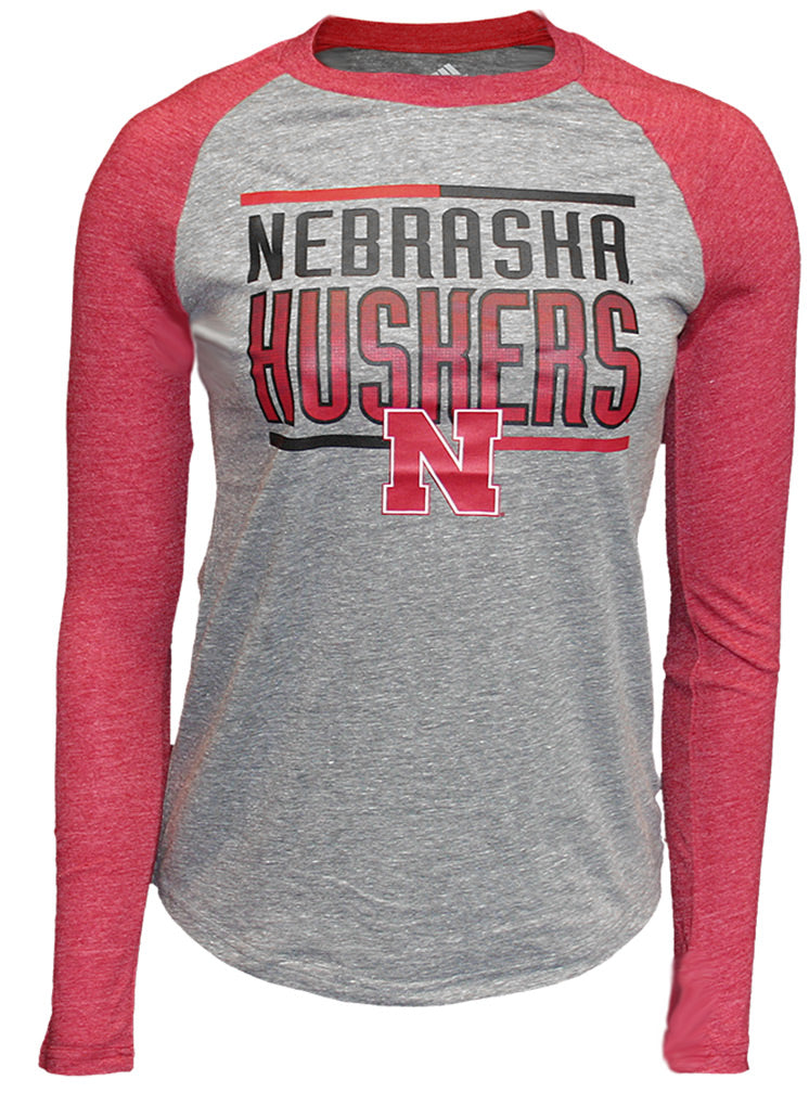 Youth Adidas Nebraska Huskers Bar Stack Raglan