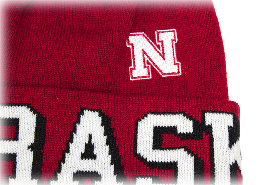Adidas Youth Nebraska Cuffed Pom Noggin Sock