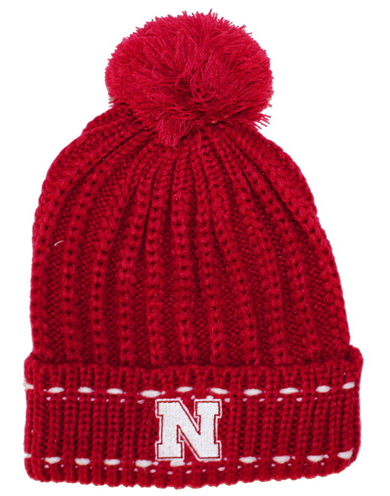 Adidas Youth Knit Nebraska Pom