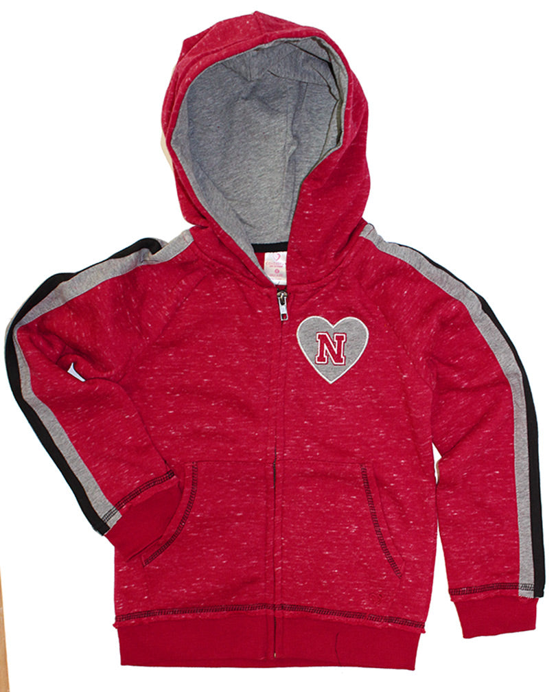 Nebraska Young Ladies Heart N Full Zip Tai Hoodie