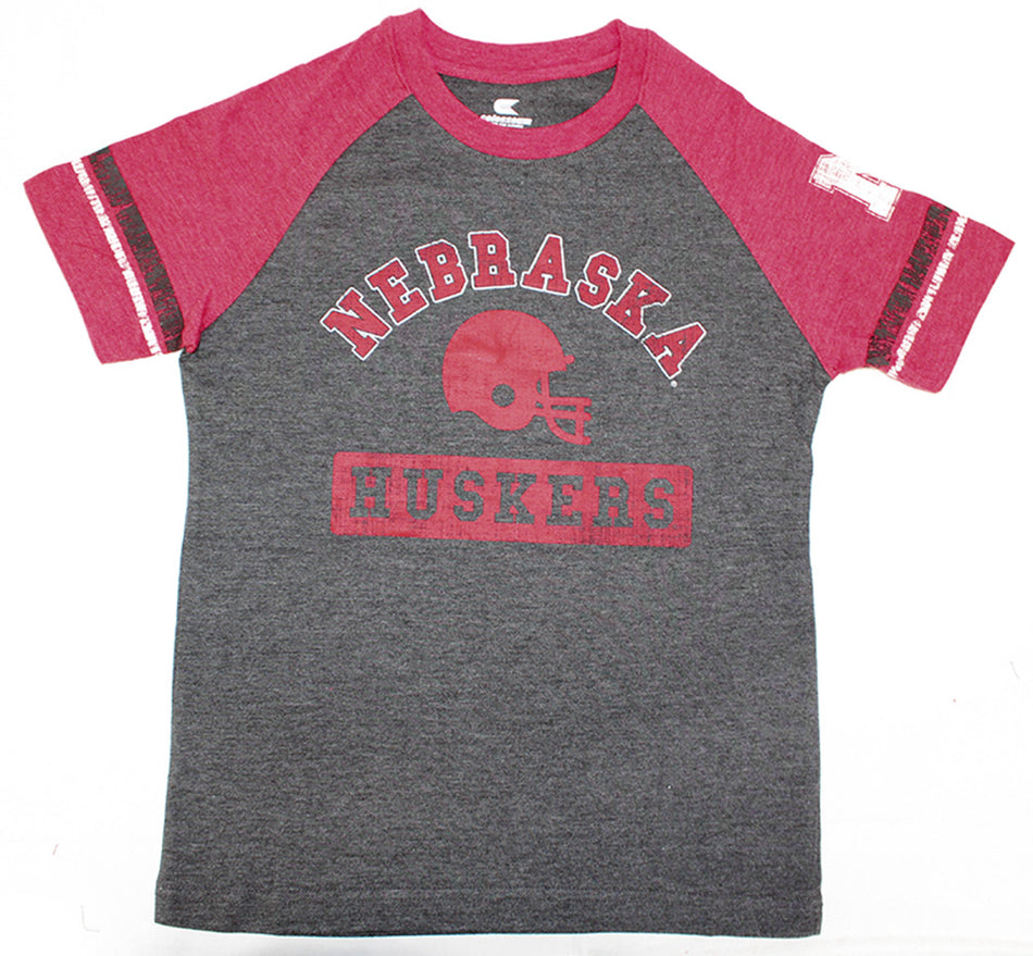 Nebraska Huskers Helmet Youth Raglan