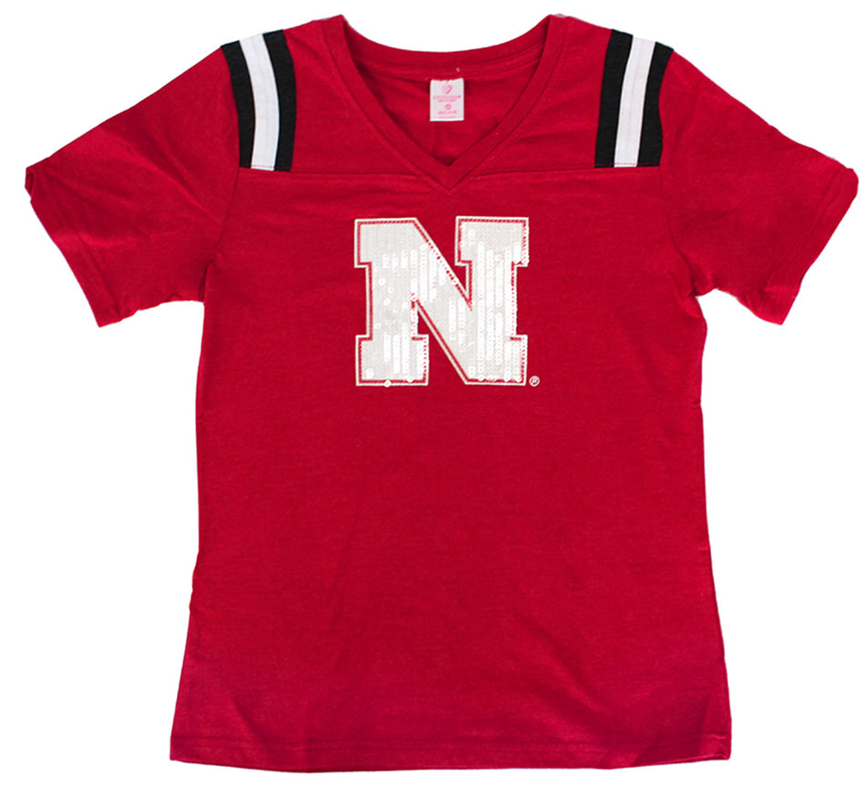 Girls Nebraska Rugby Sparkle Tee