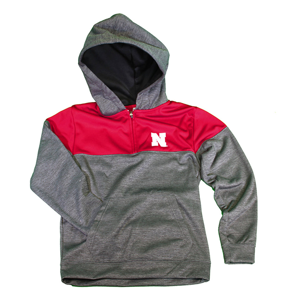 Nebraska Youth Colorblock Quarter Zip Hoodie