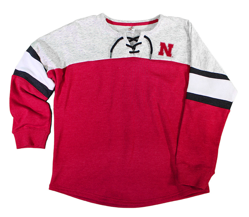 Nebraska Youth Girls Oversized Laceup Sweatshirt