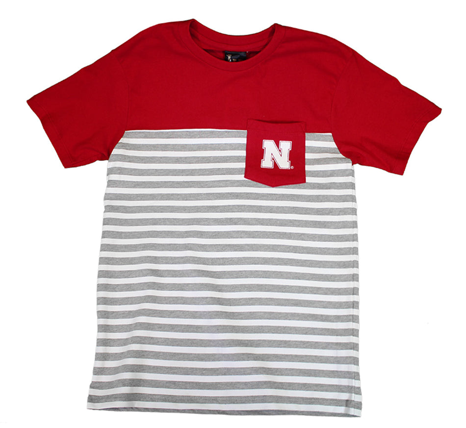 Nebraska Youth N Stripe Pocket Tee