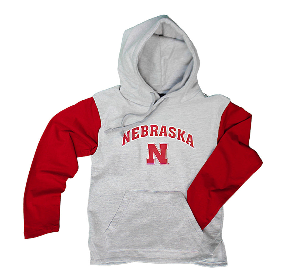Youth Nebraska Contrast Sleeve Hoodie