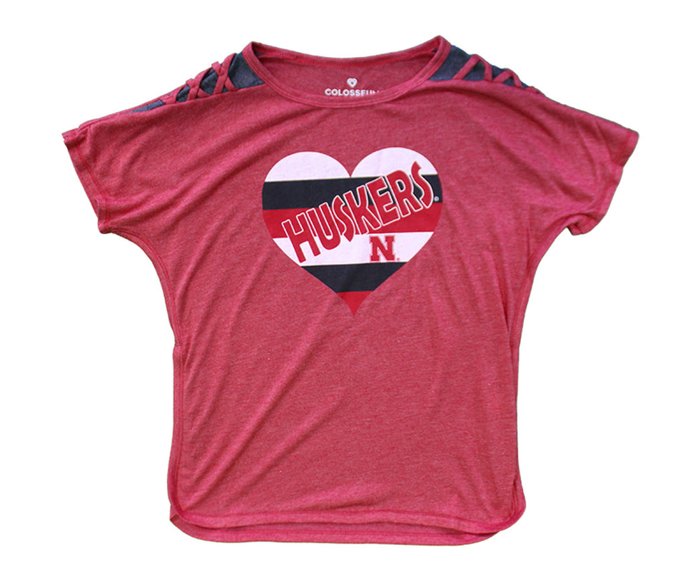 Youth Girls Huskers At Heart Tee
