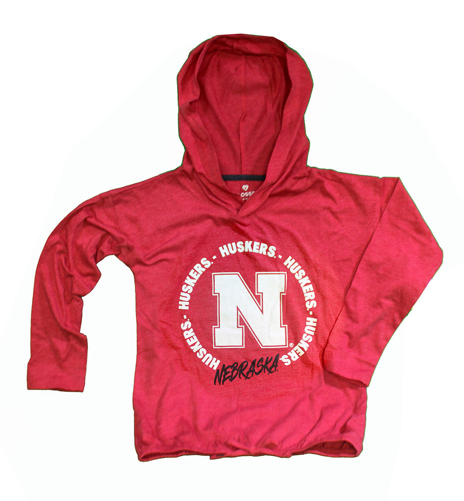Youth Girls All-Around Huskers LS Hoodie Tee