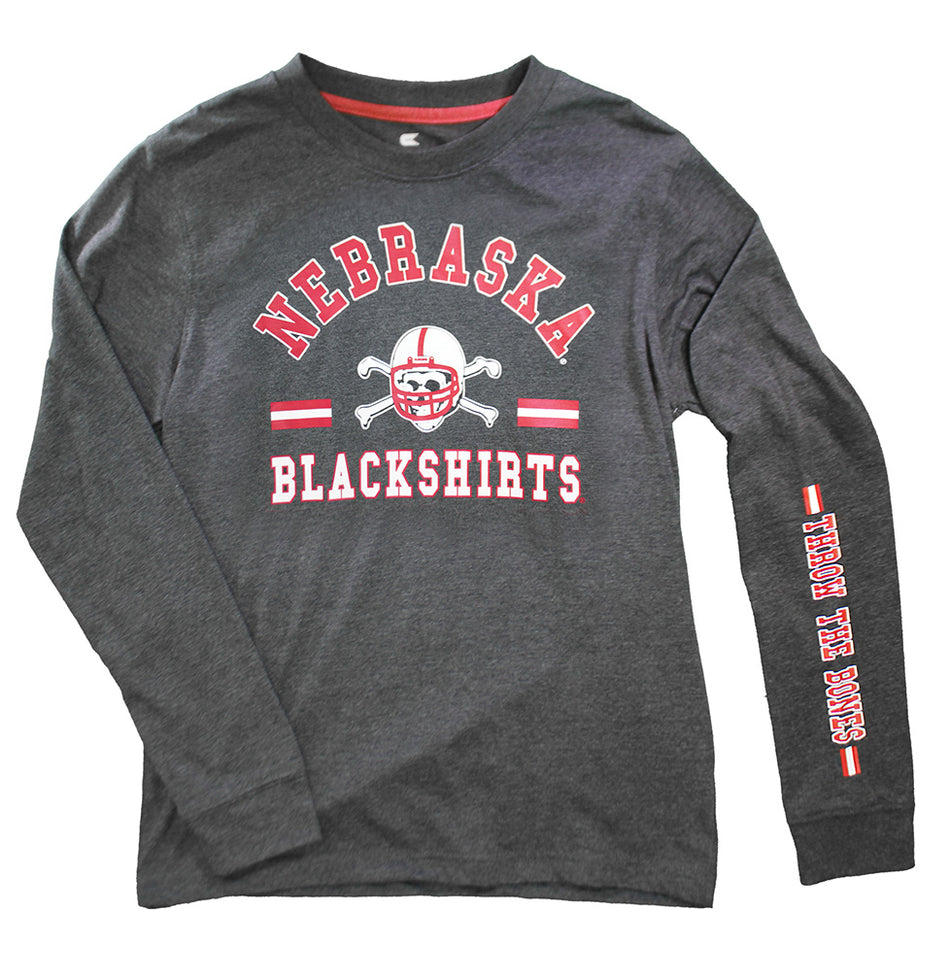 Youth Boys Nebraska Blackshirts Throwin' Bones LS Tee