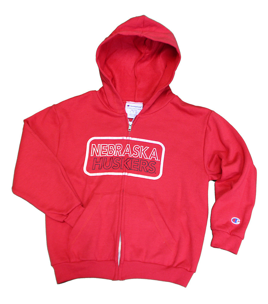 Youth Boys Nebraska Full Zip Hoodie Champion