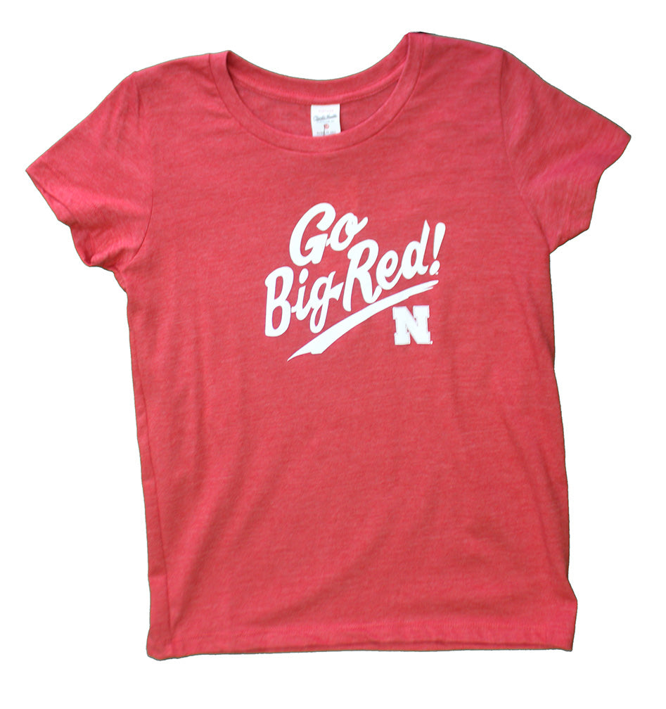 Youth Girls Nebraska Go Big Red Hustle Tee