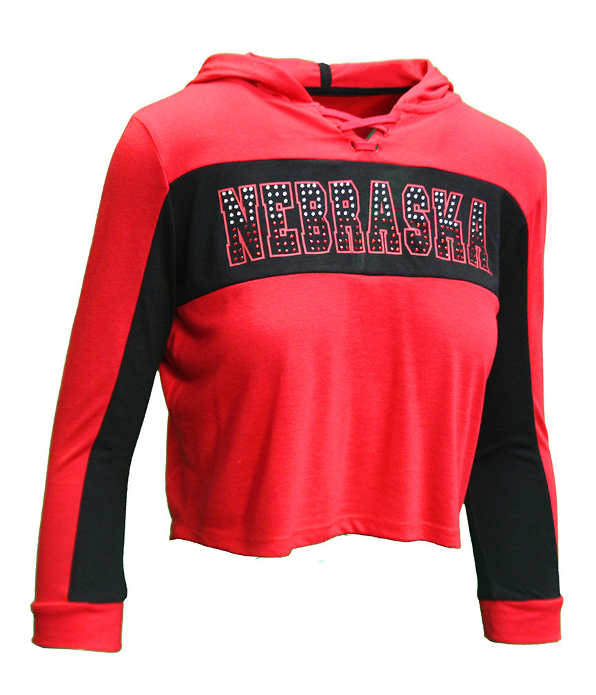 Youth Girls Blingy Nebraska LS Hooded Tee