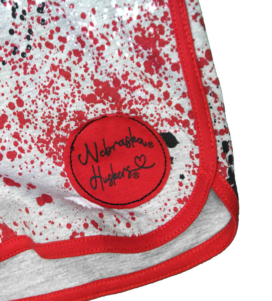 Youth Girls Red Nebraska Splattered Sweet Pea Shorts