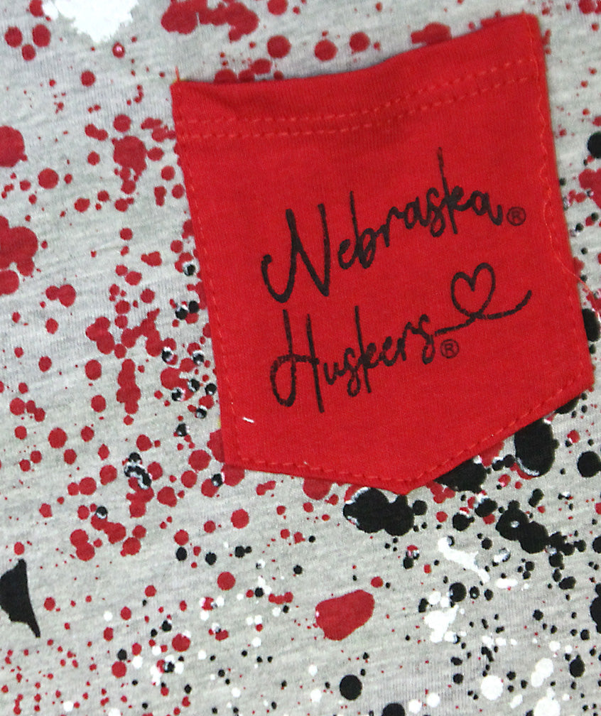 Youth Girls Huskers Paint Splattered Sweet Pea Tie Tank