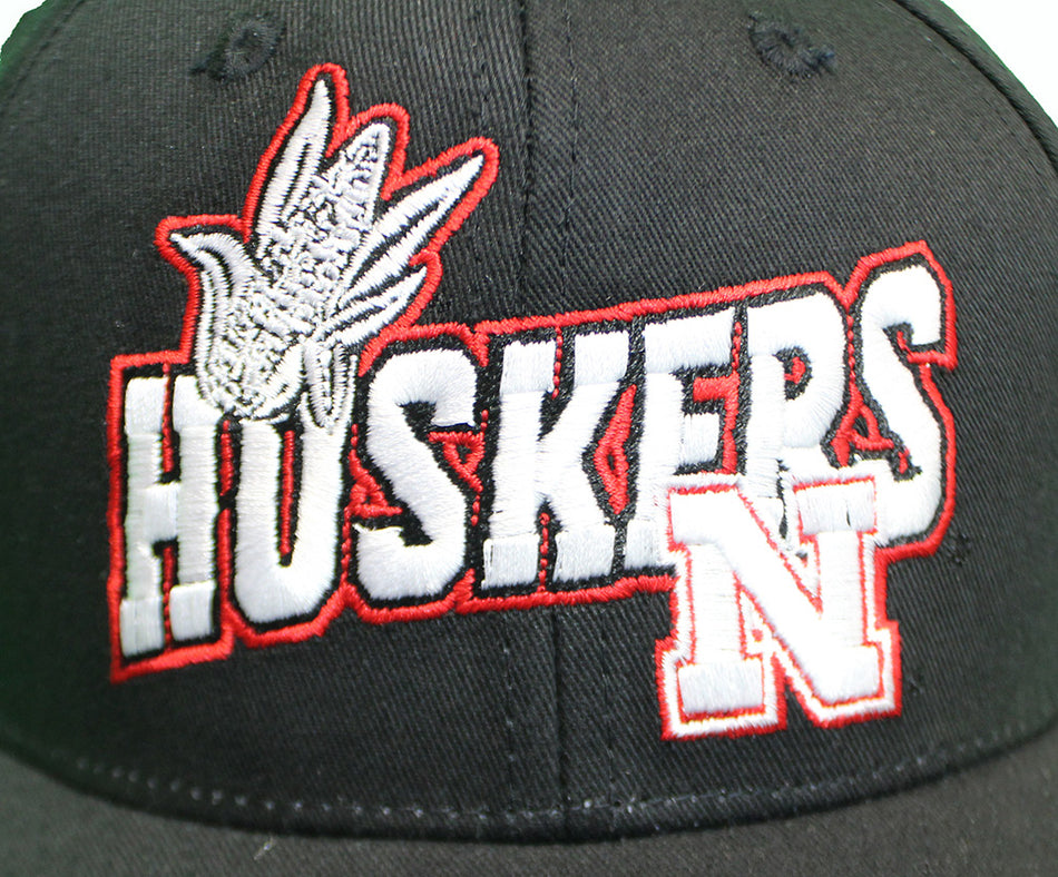 Youth Huskers Corn Twill Snapback - Black