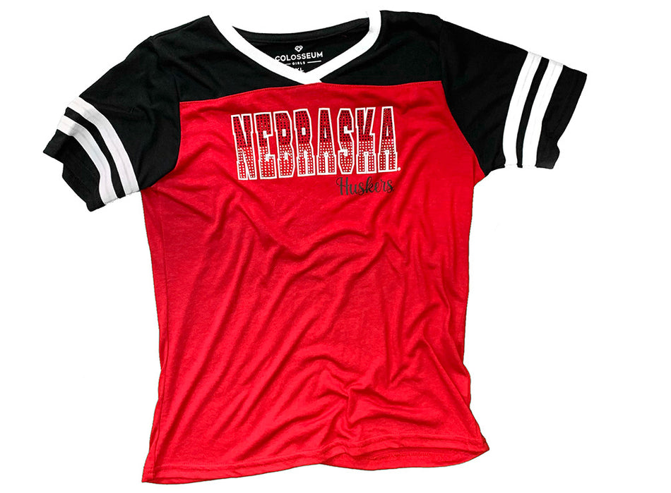 Youth Girls Nebraska Huskers Rhinestones Opera Tee