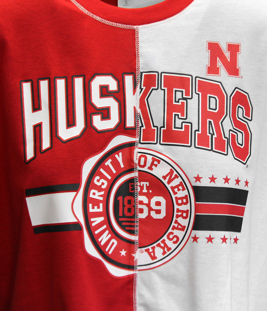 Womens Nebraska Colorblock Crop Top