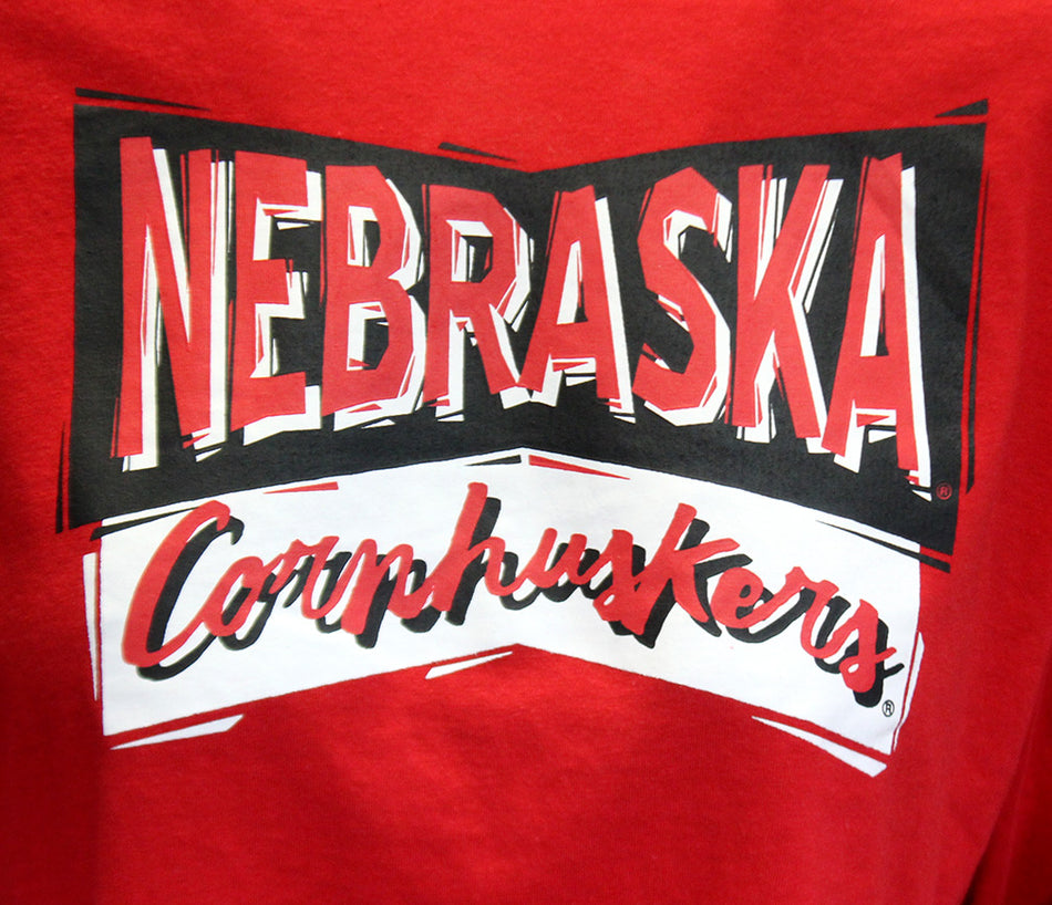 Womens Nebraska Huskers Drop Shoulder Crop LS Tee