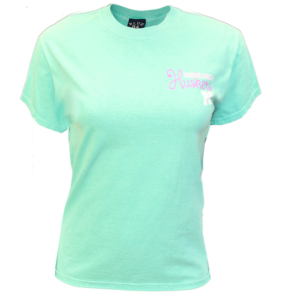 Seafoam Love Floral Nebraska Huskers Iron N Tee