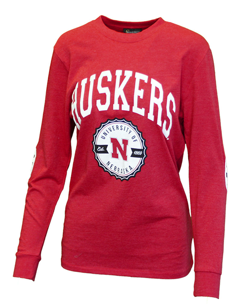 Husker Gals Elbow Patch LS Tee