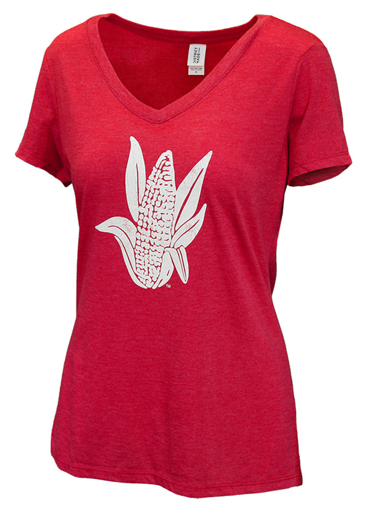 Womens Huskers Corn Stalk VNeck