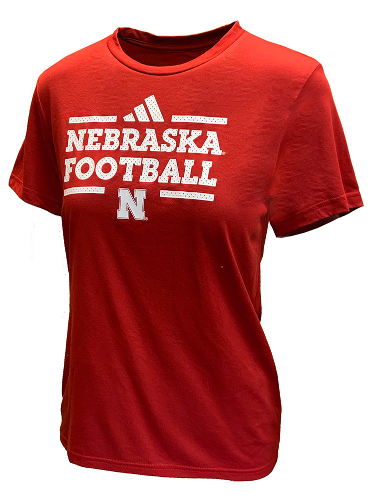 Adidas 2024 Womens Nebraska Football Locker Practice SS Pregame Tee
