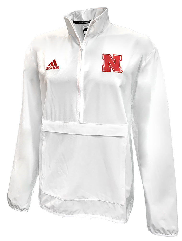 Adidas 2024 Nebraska Coaches Woven Quarter Zip Jacket - White