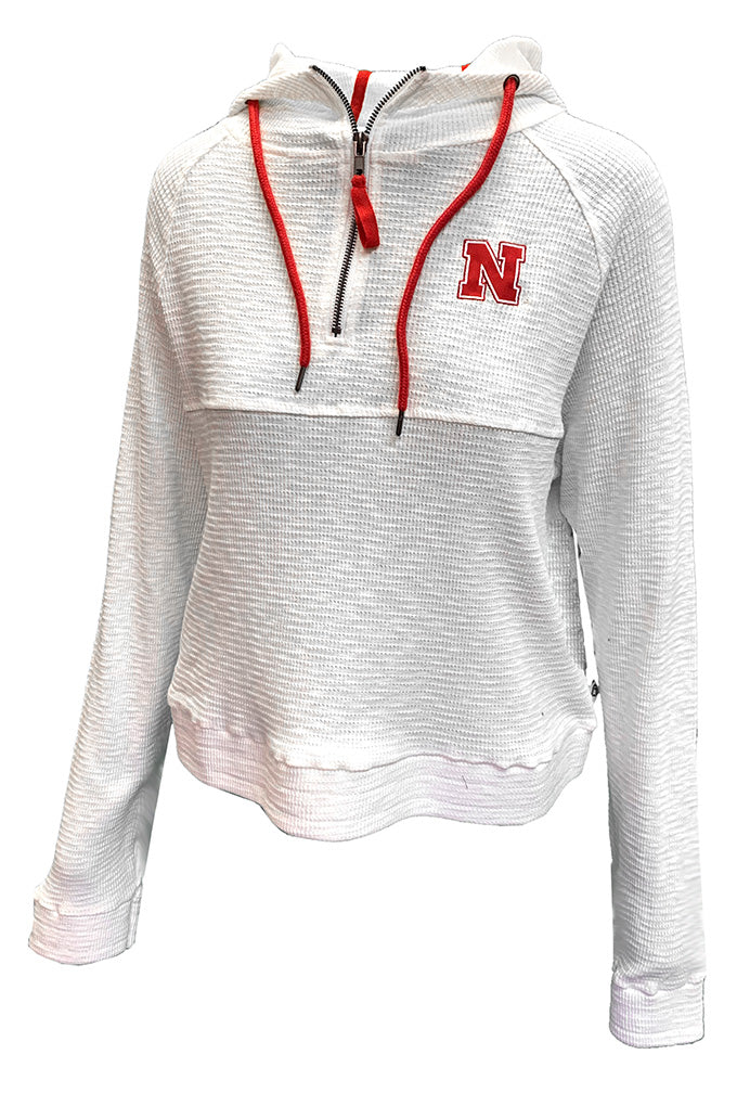 Womens Nebraska Quarter Zip Waffle Sweater
