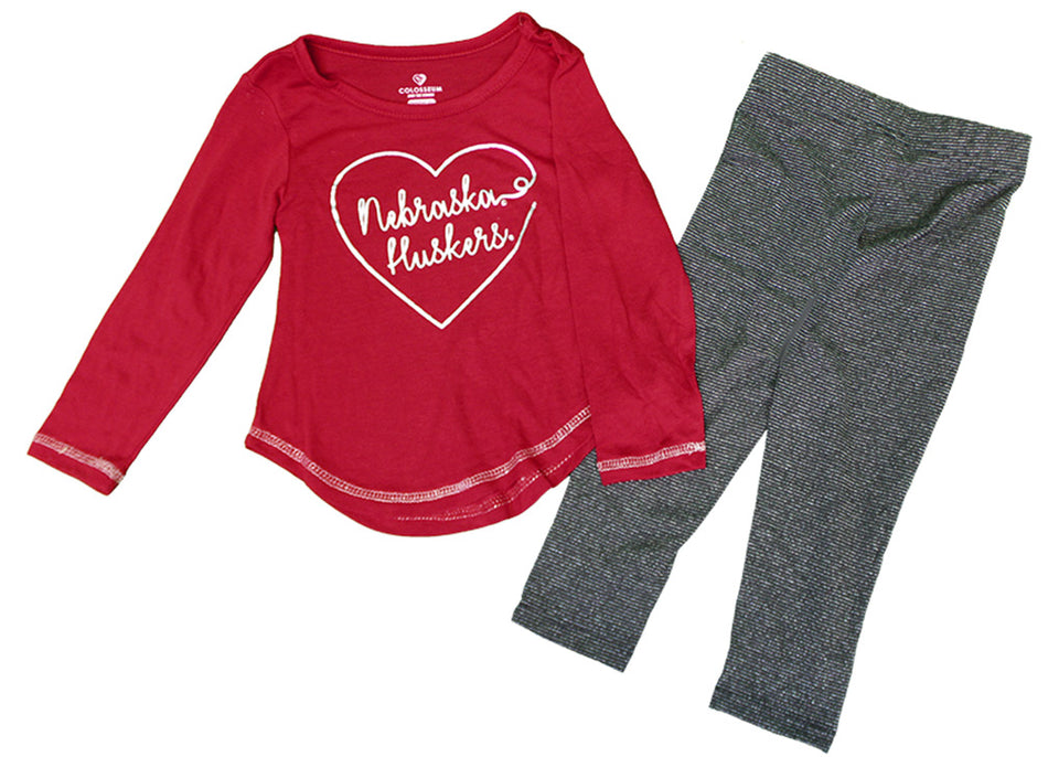 Nebraska Toddler Girls Sparkle Legging Set
