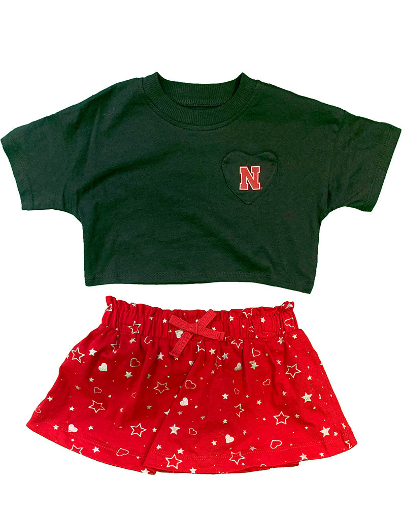 Toddler Girls Huskers Star League Tee N Skirt Set