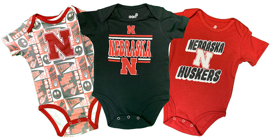 Infant Nebraska Huskers Sunday Comics 3 Pack Onesies