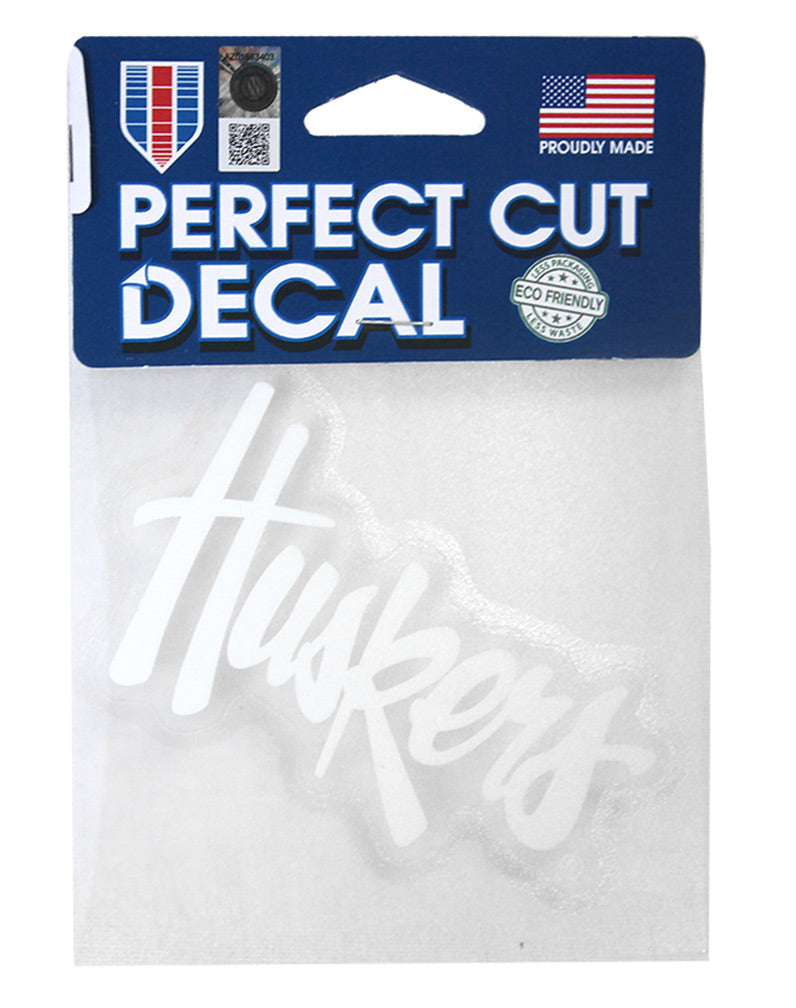 White Huskers Script Decal