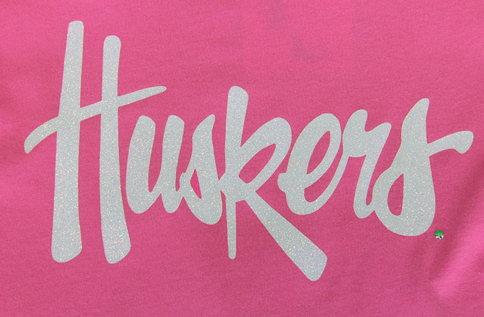 Youth Gals Pink N Glitter Huskers Tee