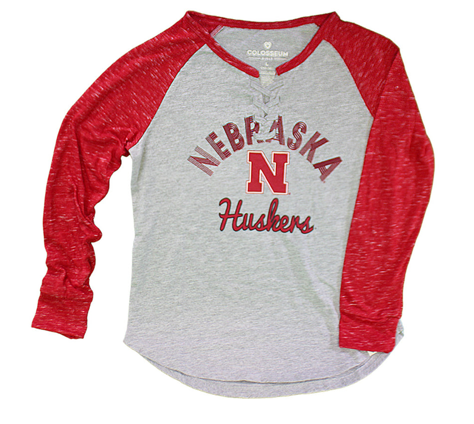 Youth Nebraska Huskers Lace Up Raglan
